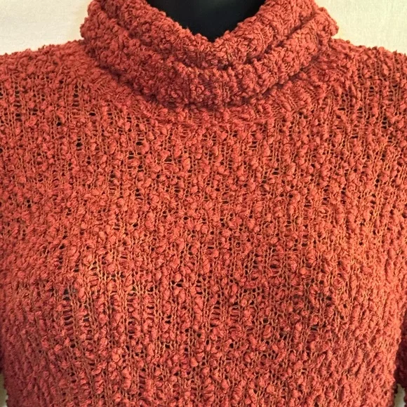 B-97 David Brooks Rust Red Turtle neck Long Sleeve Pullover Sweater Size S - Picture 5 of 15